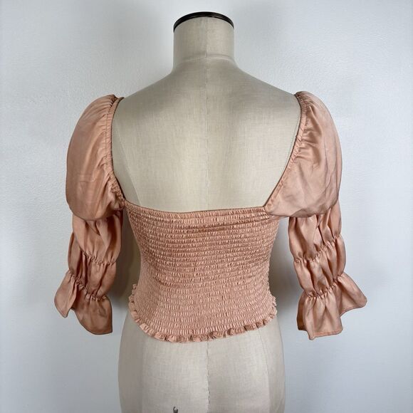 Intimately Free People Pink Rose So Shirred Cropped Smocked Top Women’s Small - Picture 5 of 9